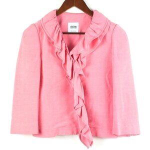 Moschino Cheap & Chic Women's Size Small Pink Blazer V-Neck Ruffle Short Jacket